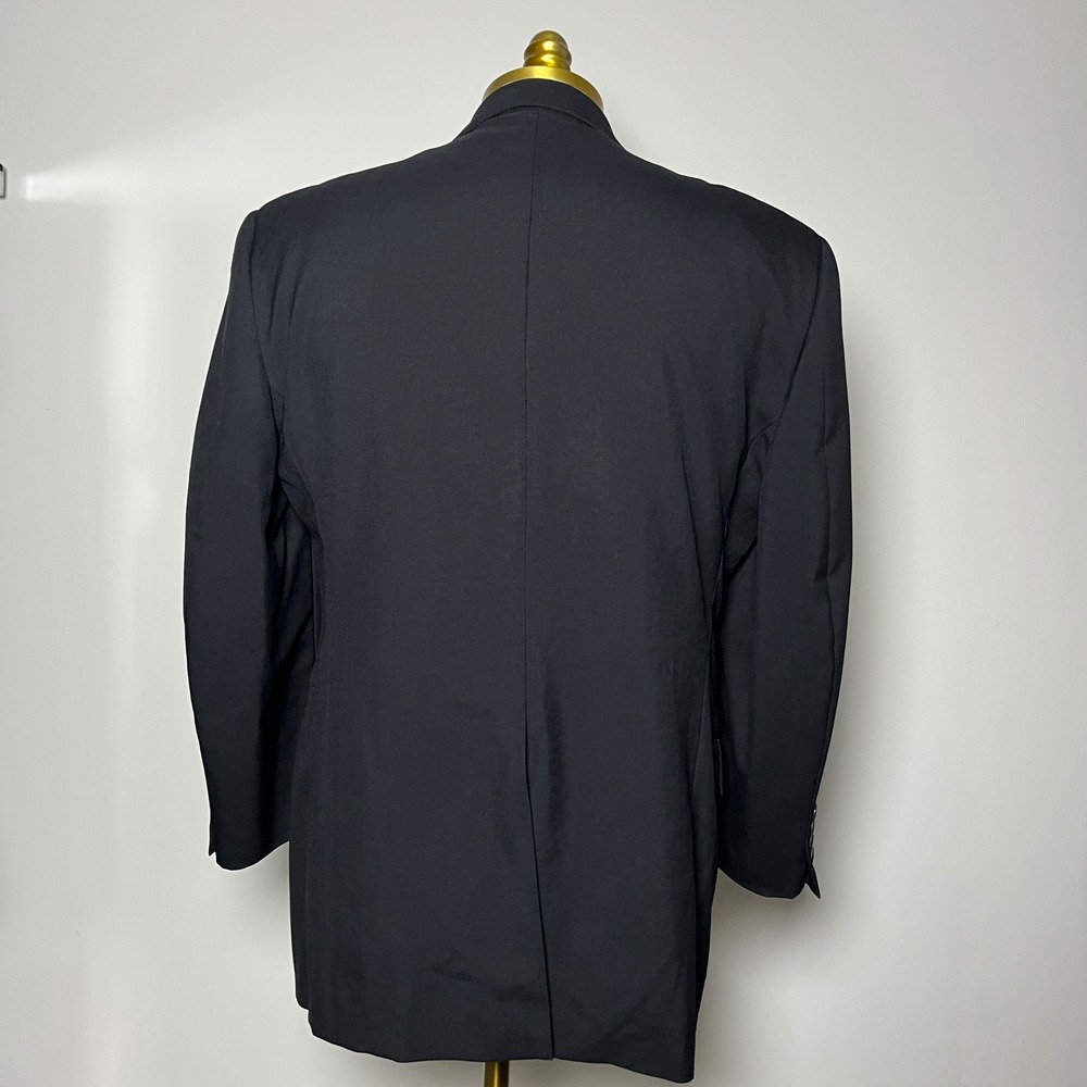 Hart Schaffner & Marx Suit Mens 42R 37W Black Solid Wool 2 Button Blazer Pants - Picture 3 of 8